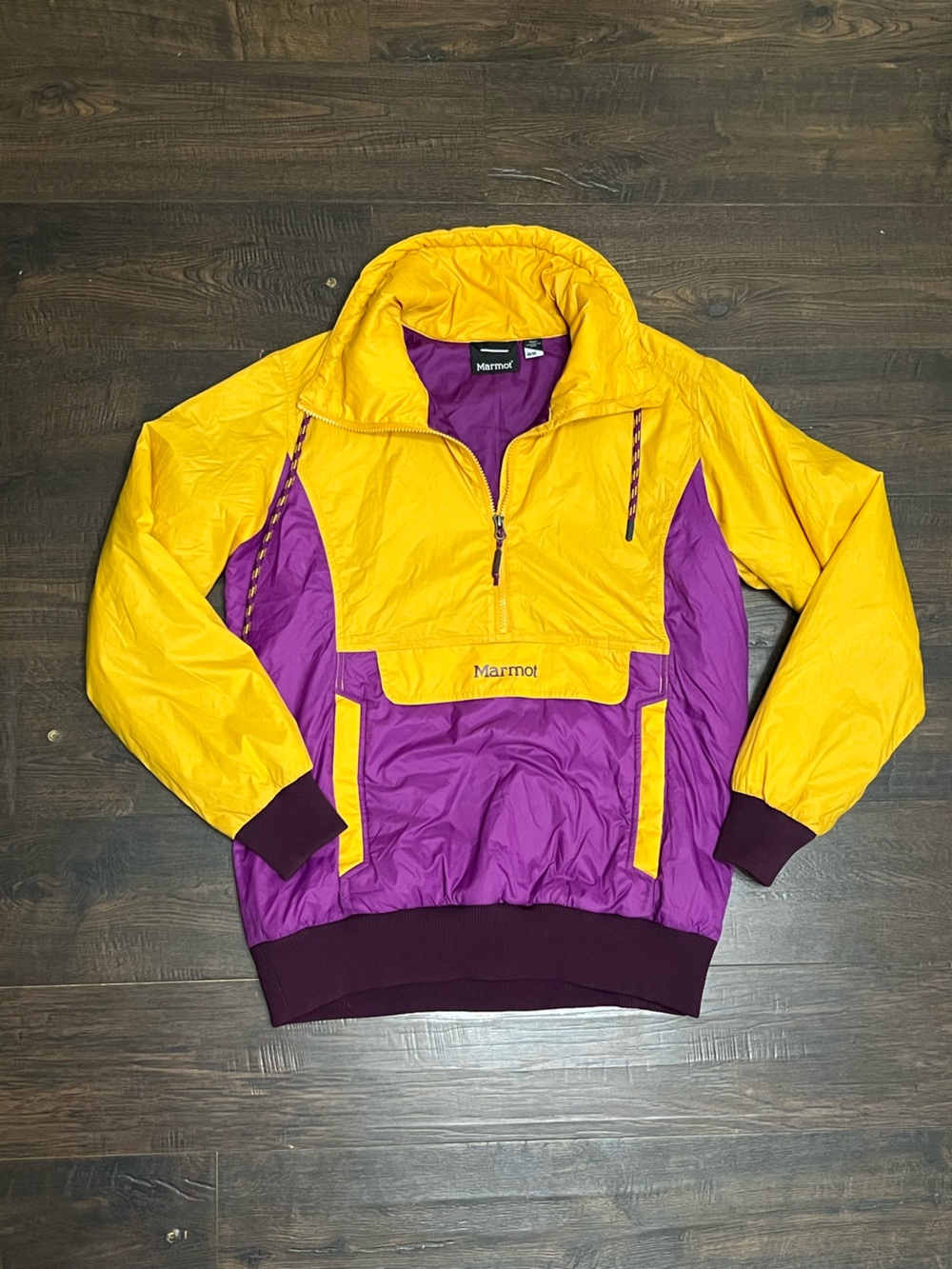 Marmot Two-Tone Yellow and Purple Pullover Windbreaker